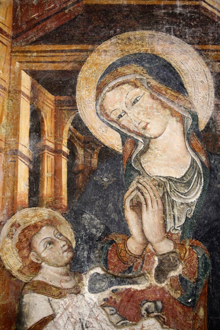 Fresco i Otranto duomo: Jomfru og barn fra 1200-tallet, Otranto, Italia av Unbekannt