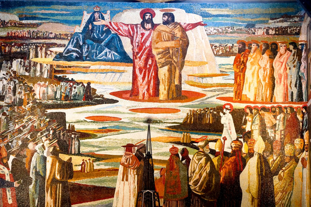 Fresco in the Annunciation romersk-katolske basilika, Nasaret, Galilea, Israel. (bilde) av Unbekannt
