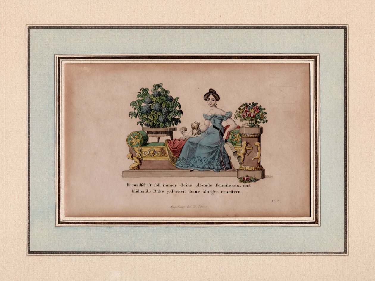 Vennskap skal alltid pryde dine kvelder, Augsburg, ca. 1830 (gravering) av Unbekannter Künstler