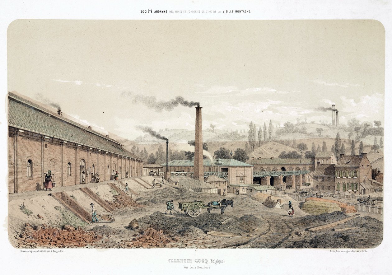 General Industrial Scenes Coalmine ved Valentin Cocq, Belgia av Unbekannt