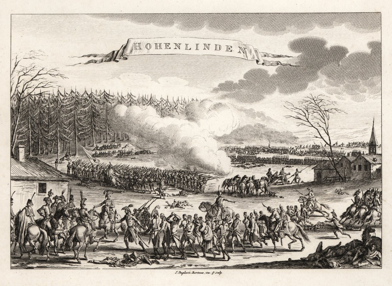 General Jean Victor Marie Moreau ledet den franske revolusjonshæren til seier i slaget ved Hohenlinden over østerrikerne og bayerne av Unbekannt