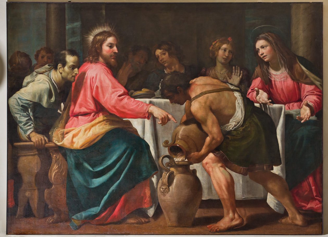 Genova, Duomo (St. Lawrence Cathedral), inne, Baptistery (tidligere Church of St John the Old): "Bryllup i Cana", av Domenico Fiasella av Unbekannter Künstler