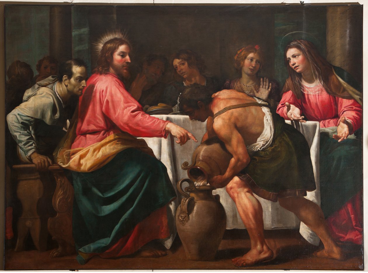 Genova, Duomo (St. Lawrence Cathedral), inne, Baptistery (tidligere Church of St John the Old): "Bryllup i Cana", av Domenico Fiasella av Unbekannter Künstler