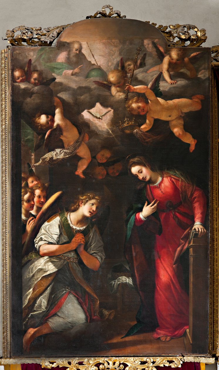 Genova, Duomo (St. Lawrence Cathedral), innvendig, nordlige midtgang: "Bebudelse, av G av Unbekannter Künstler