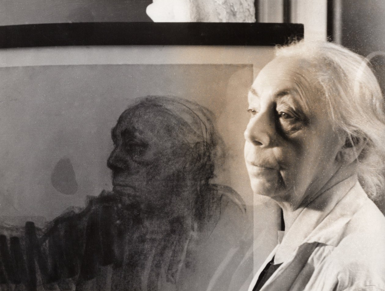 Tysk maler, grafiker og billedhugger Kaethe Kollwitz, Tyskland rundt 1940 (s/hv-foto) av Unbekannter Künstler
