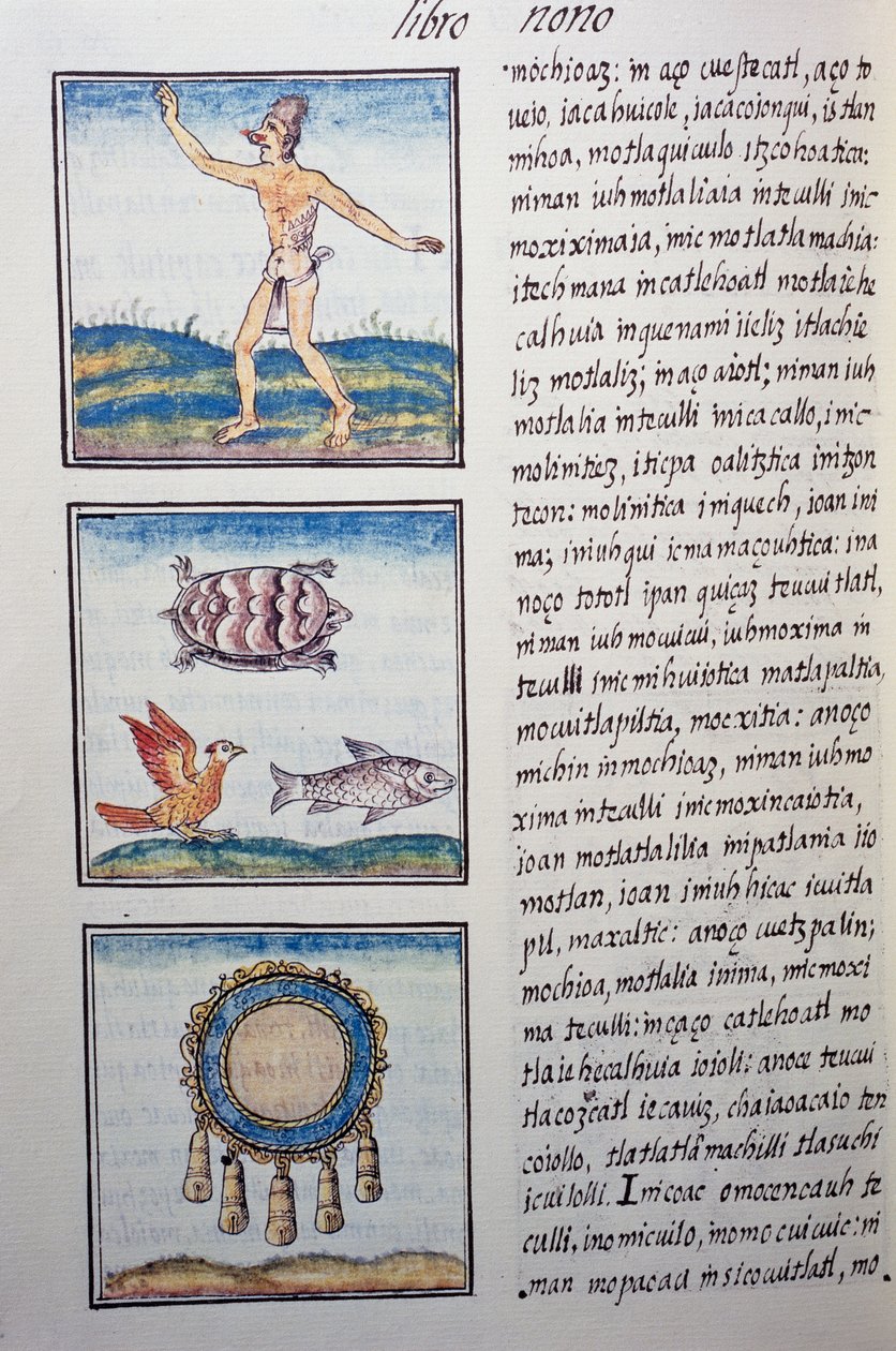 Goldsmith, side fra Florentine Codex, tospråklig versjon på spansk og Nahuatl, General History of the Things of New Spain, av den spanske misjonæren Fray Bernardino de Sahagun (1499-1590). Aztekisk sivilisasjon av William M. Timlin