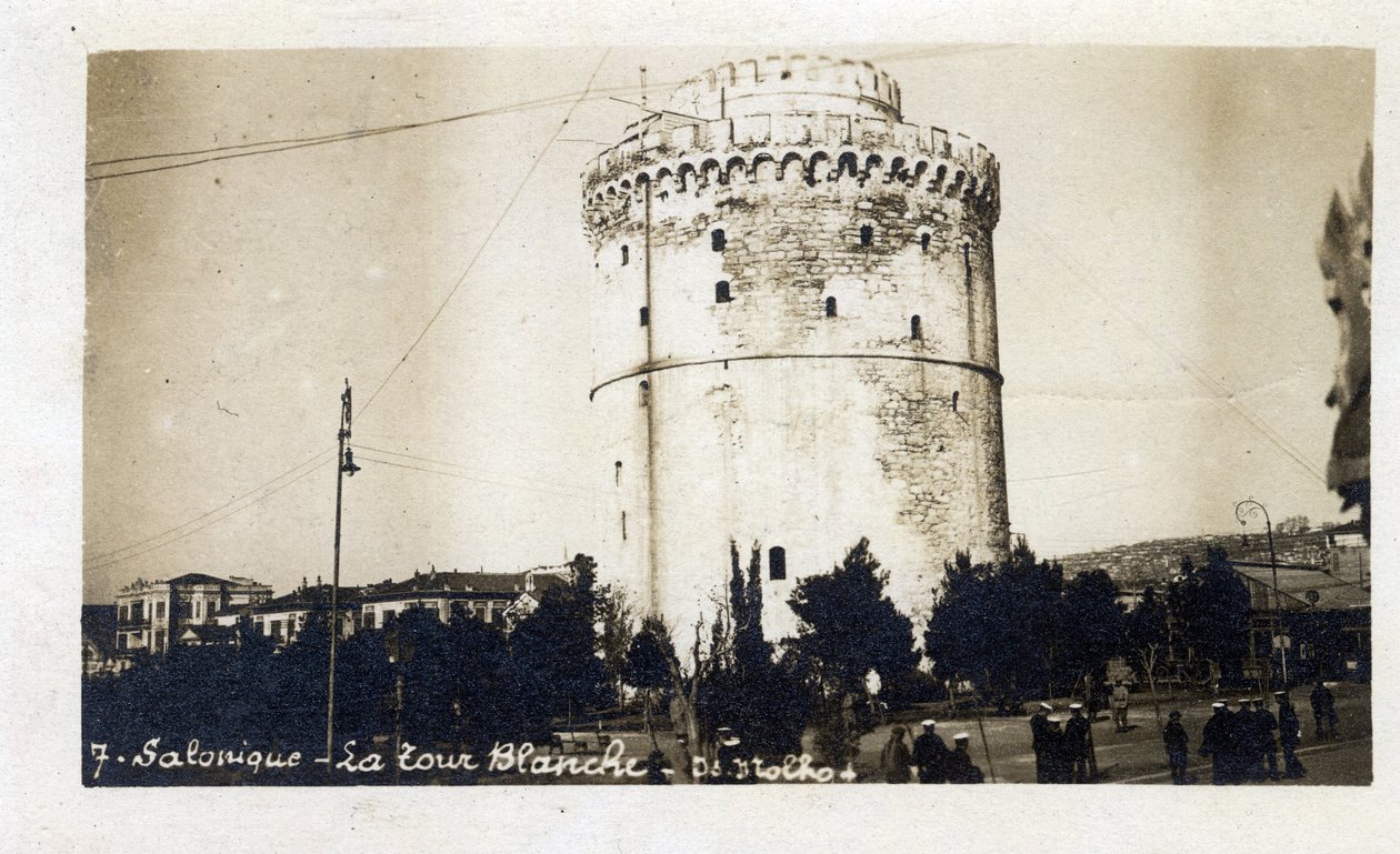 Hellas, Saloniki (eller Thessaloniki): utsikt over Det hvite tårn - Postkort 1914-1918 av William M. Timlin