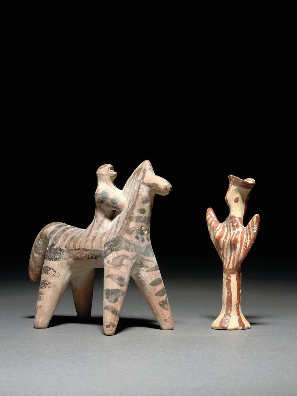 Gresk hest og rytter, ca. 6. århundre f.Kr., og mykensk Psi-figur, ca. 13. århundre f.Kr. av Unbekannt