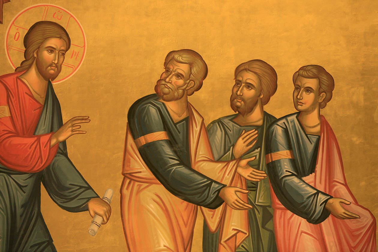 Gresk-ortodoks kirkefresko: Kristus etter hans forvandling Thessalonique Hellas av Unbekannt