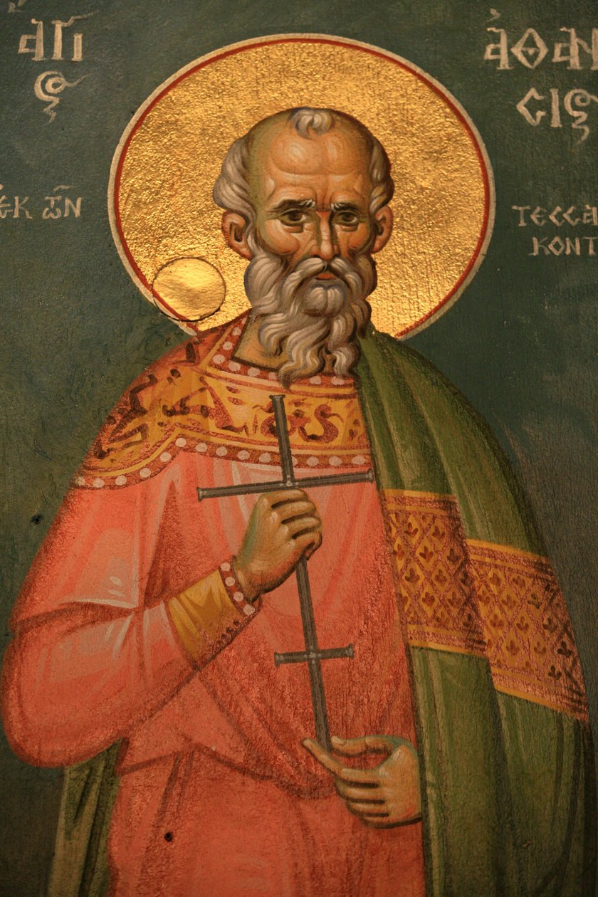 Gresk-ortodoks ikon: Saint Athanasos Thessalonique Hellas av Unbekannt