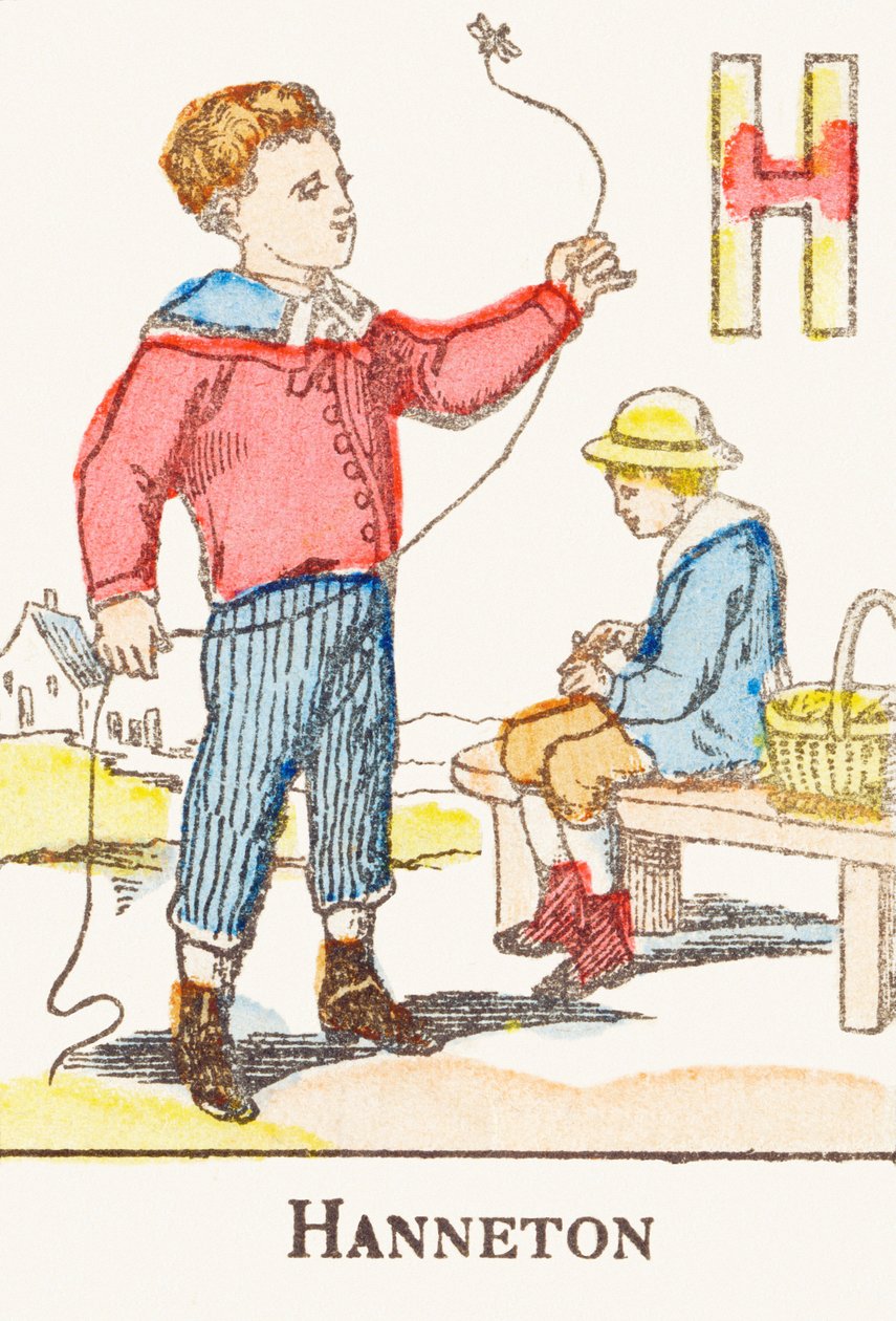 H: Cockchafer - Gravering fra "Alphabet des jeux", ca 1890 av Unbekannt