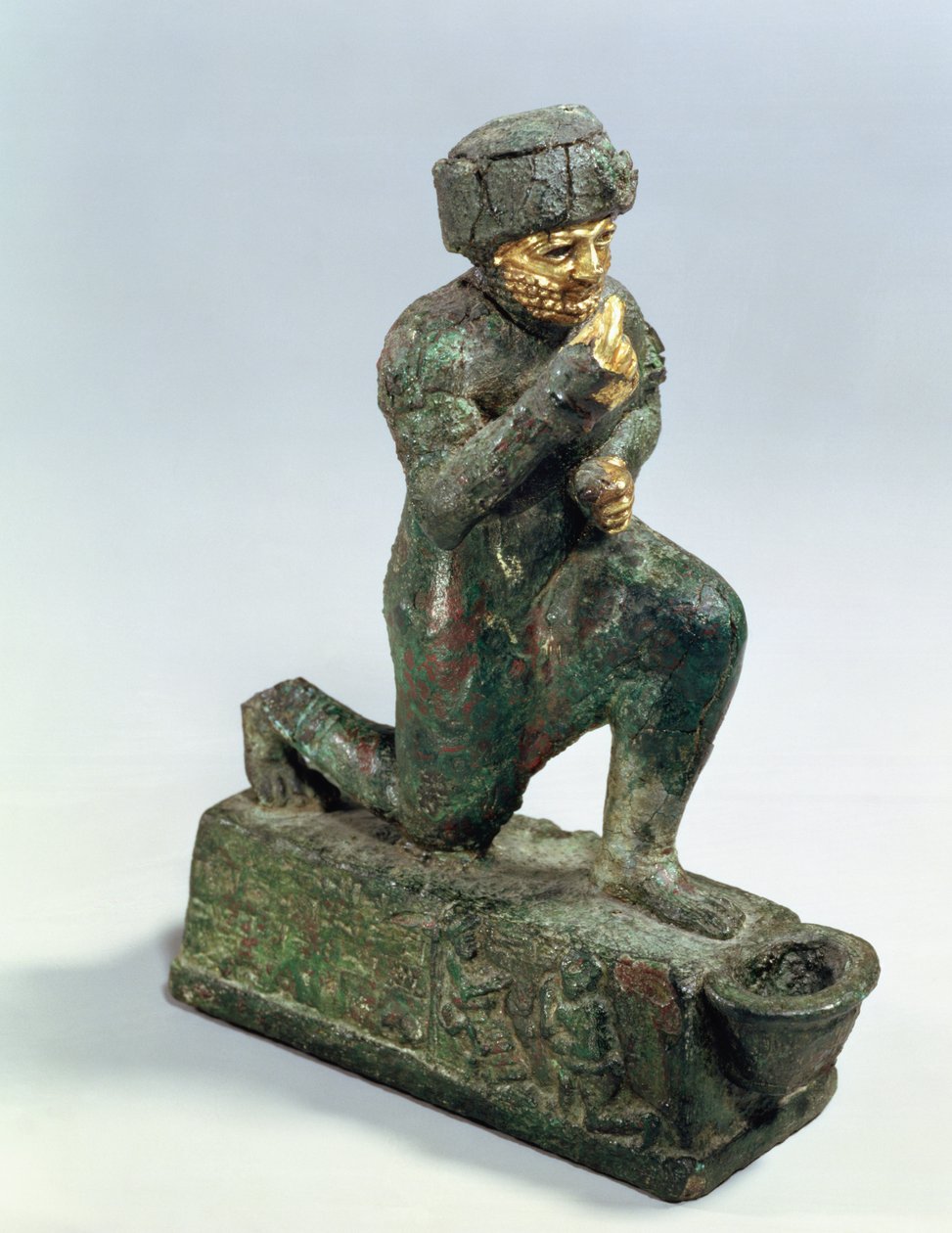 Hammurabi, kongen av Babylon, ber foran et hellig tre, ca. 1750 f.Kr. (bronse og gull) av Unbekannt