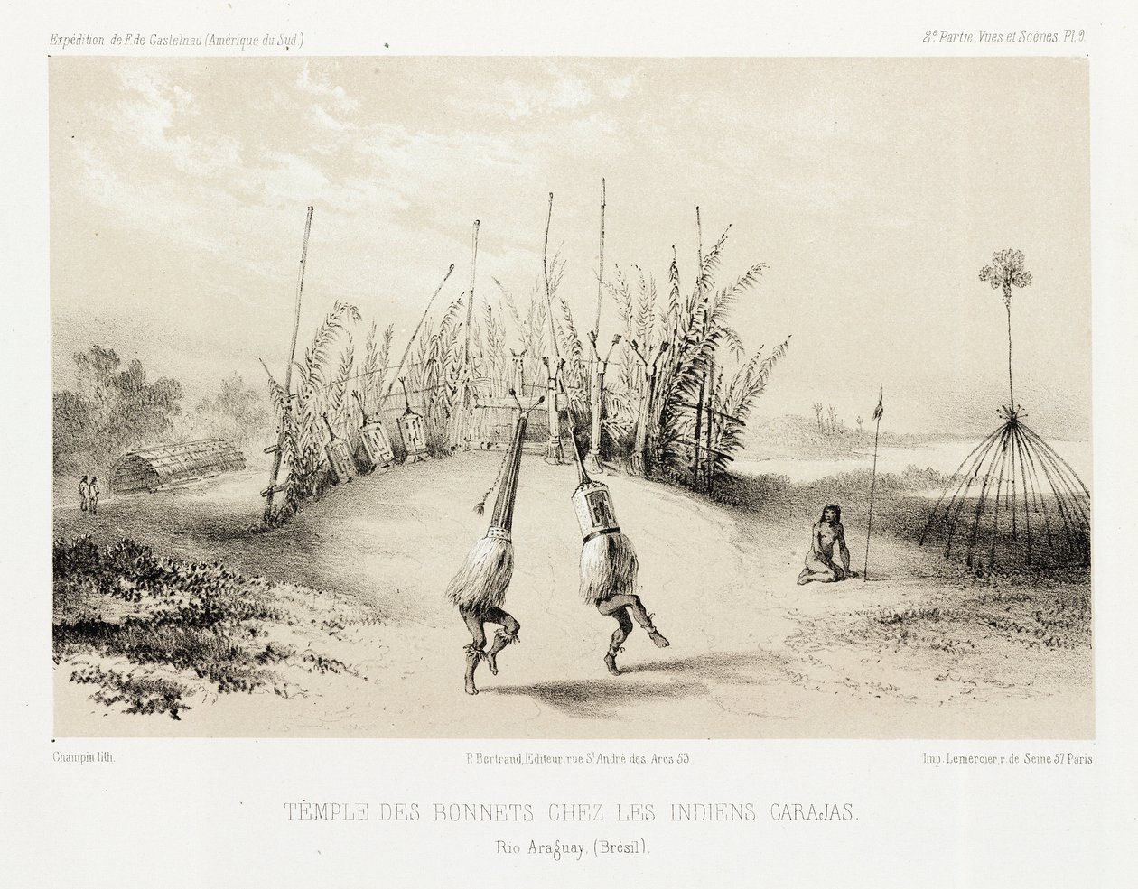 Hodeplaggetempel til Carajas-indianerne, Brasil, ca 1843-1847 av Unbekannt
