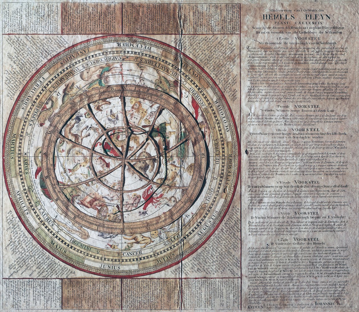 Hemels Pleyn Plani Caelestis, himmelsfære med astrolabium, ca 1680, av Johannes van Keulen (1654-1715), kobberstikk, utgitt i Amsterdam av William M. Timlin