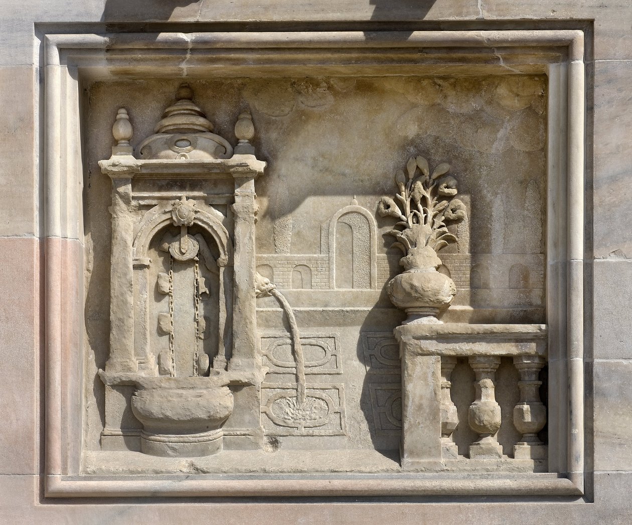 Høyrelieff som representerer en brønn dekket av Francesco Bono (1654). Katedralen (kuppel eller duomo) i Milano, Italia av Unbekannt