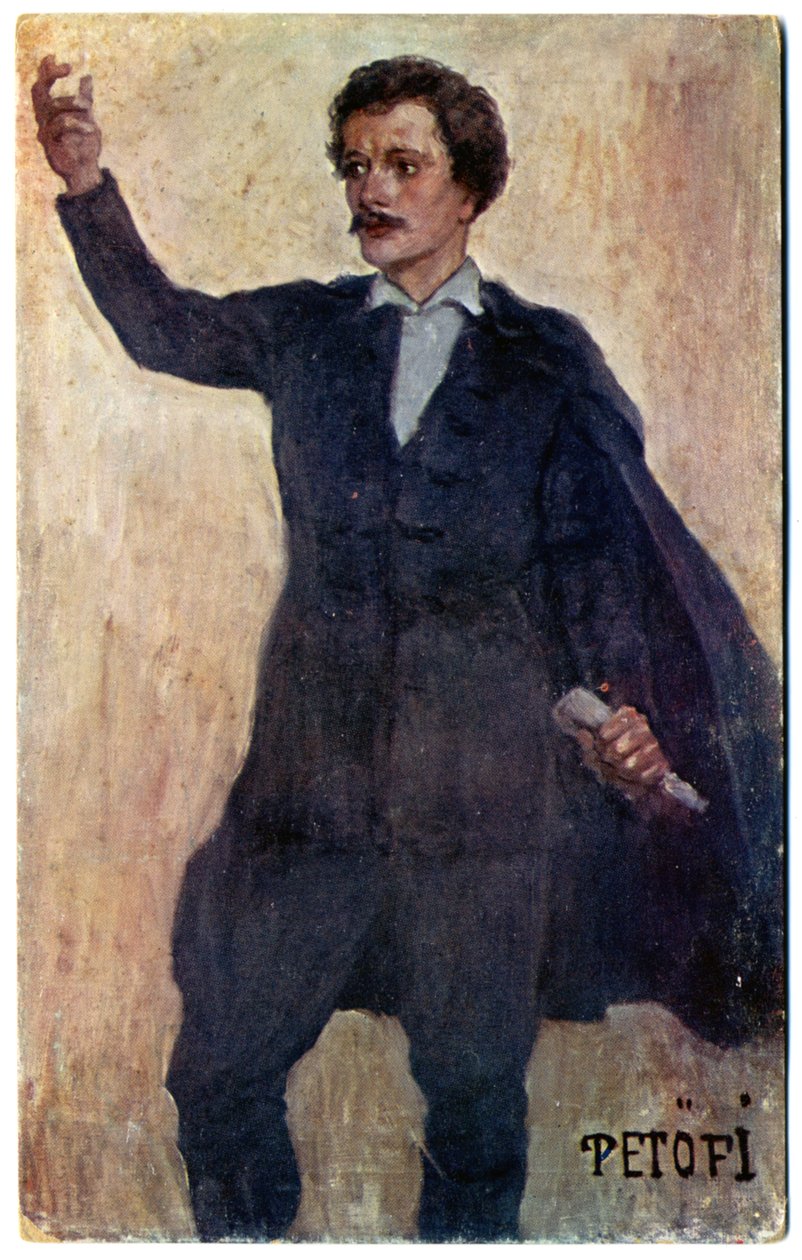 Historie. Ungarn. Poeten og revolusjonæren Sandor Petofi. Postkort, Ungarn, ca. 1920 (postkort) av Unbekannter Künstler
