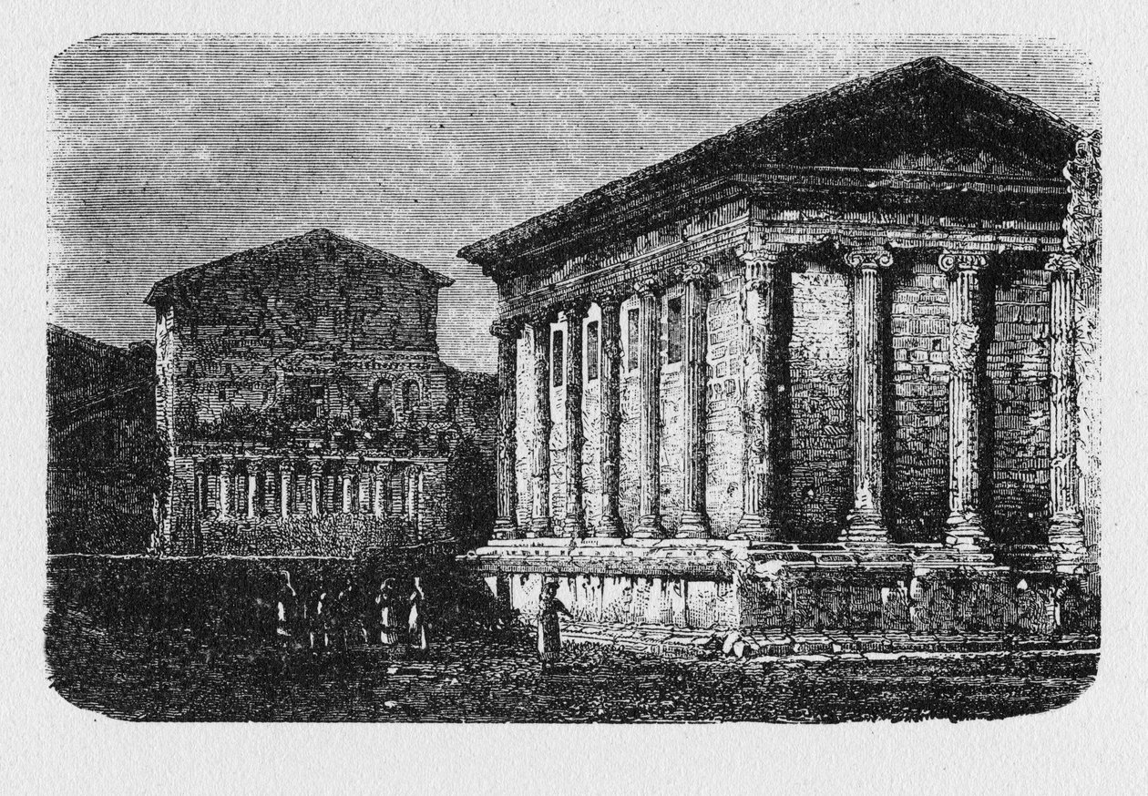 Historien om det gamle Roma. Temple of Portunus er en eldgammel bygning i Roma, Italia, hovedtempelet dedikert til guden Portunus i byen. av Unbekannt