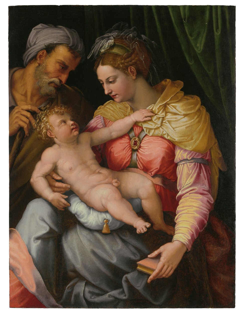 Holy Family (olje på panel) av Unbekannt