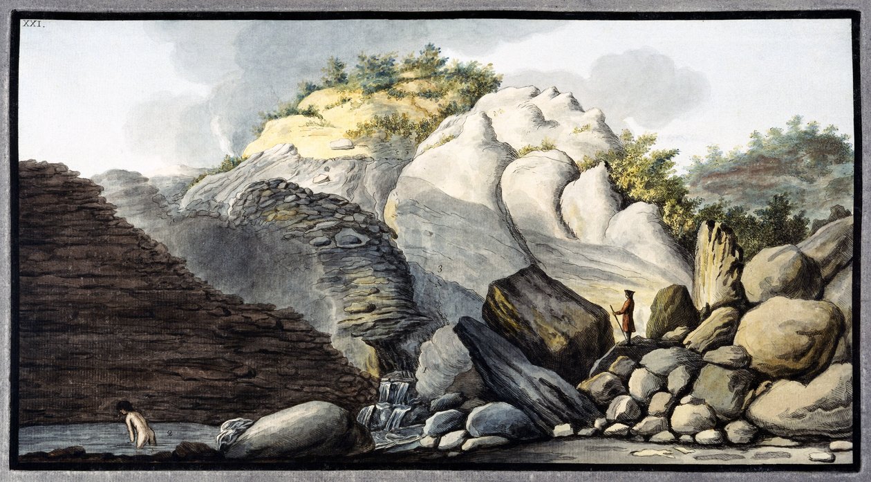 Varm kilde i Solfaterra, nær Napoli, kongeriket Napoli, ca 1760 av Unbekannter Künstler