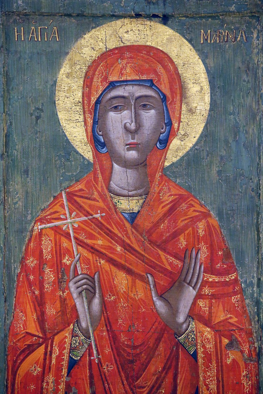 Ikon i Pedoulas bysantinske museum: Saint Marina (1700-tallet), 20150510, Pedoulas, Kypros av Unbekannt