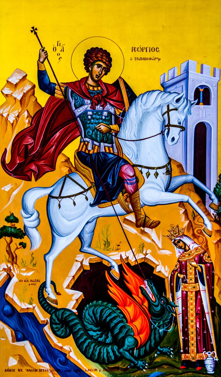 Ikon for Saint George, Moni Karydi, Kreta, Vamos, Kreta, Hellas, Europa (bilde) av Unbekannter Künstler