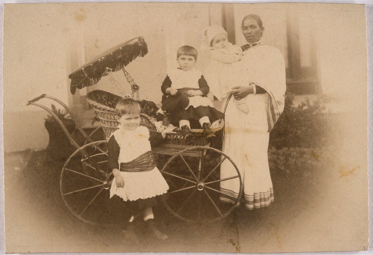 Indisk ayah med sine europeiske anklager, ca 1870 av Unbekannt