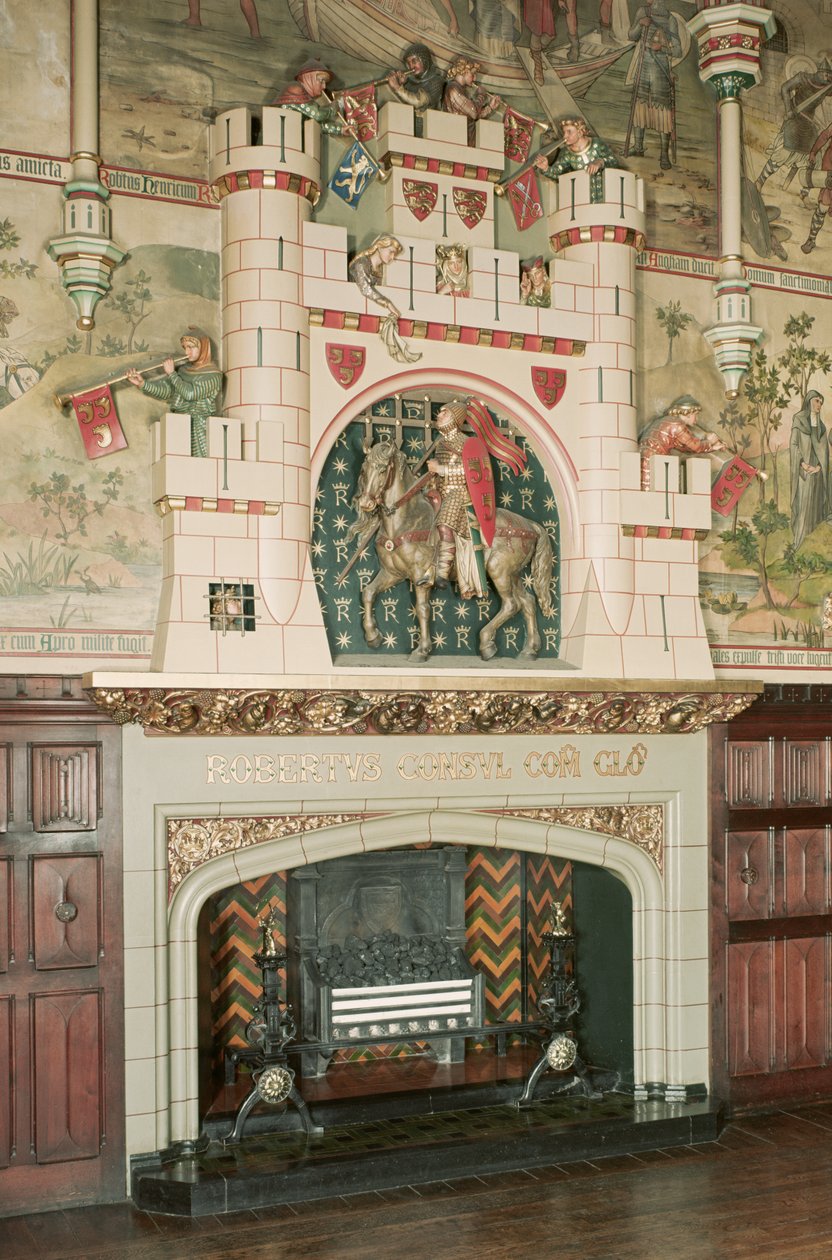 Interiør, detalj av en peis, Cardiff Castle, Wales, ca. 1875 (bilde) av Unbekannt