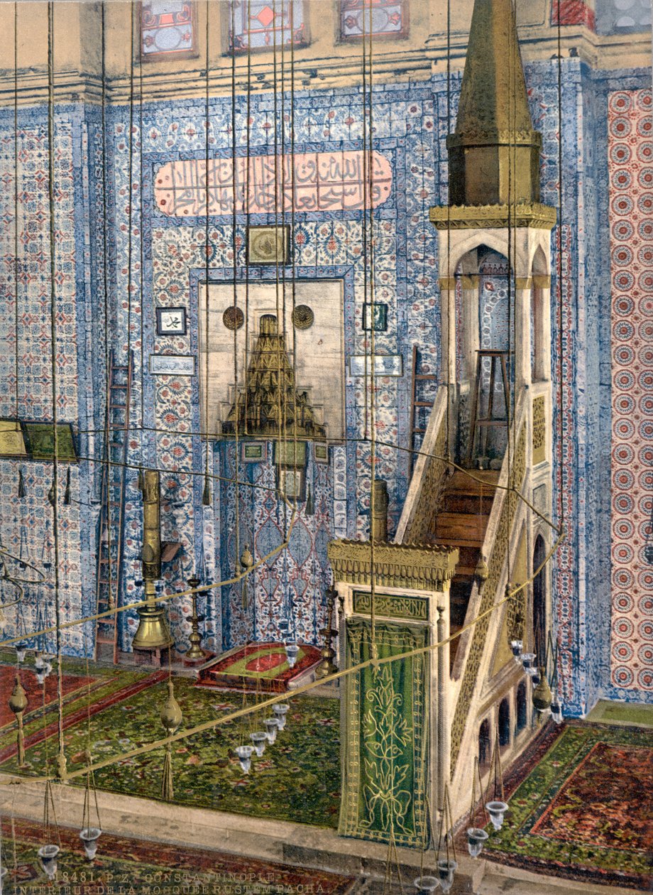 Interiør i Rüstem Pasha-moskeen, Konstantinopel, ca. 1890-1900 av Unbekannt