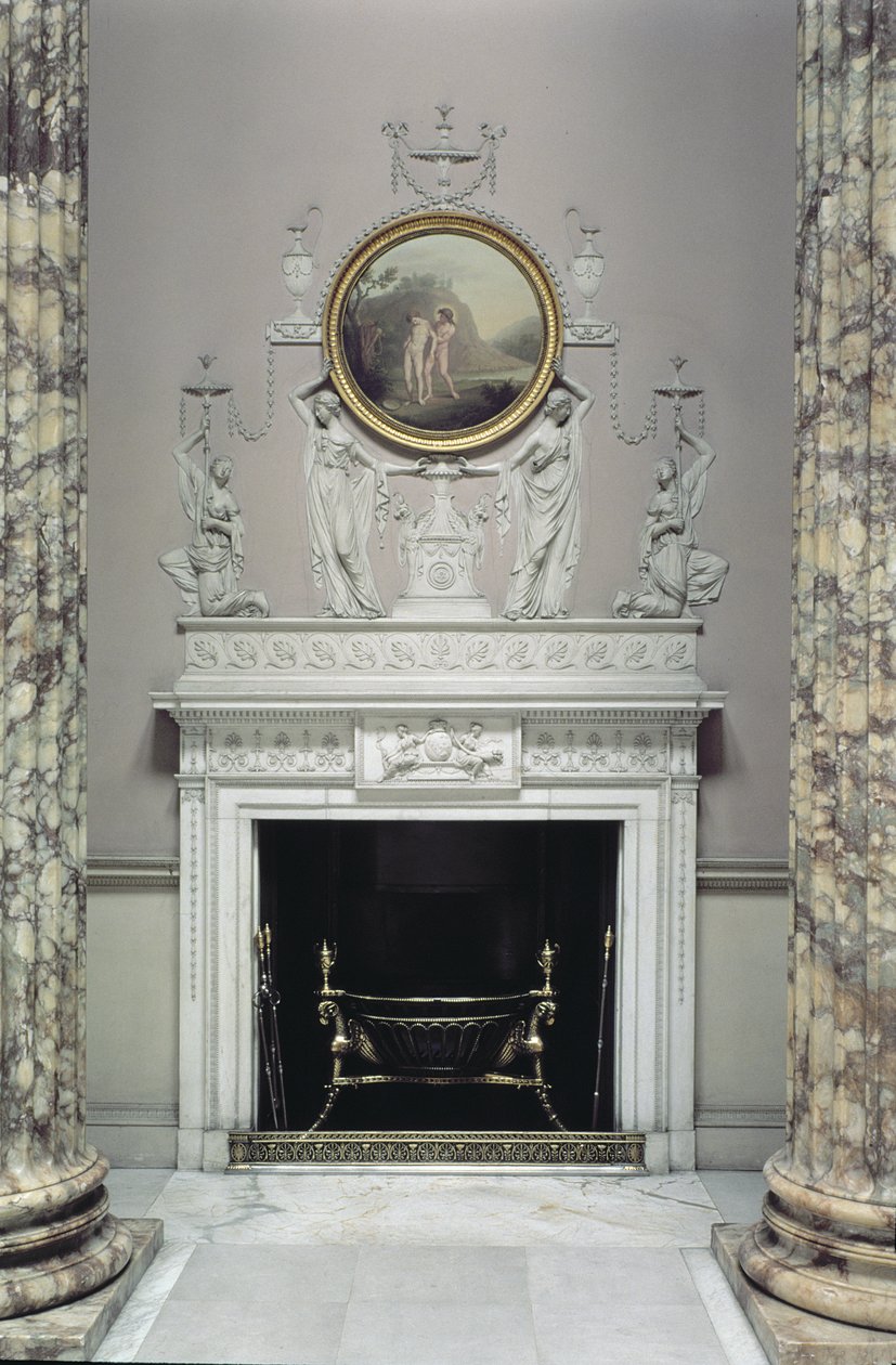 Interiør i Marble Hall, Kedleston Hall, Derbyshire (bilde) av Unbekannt