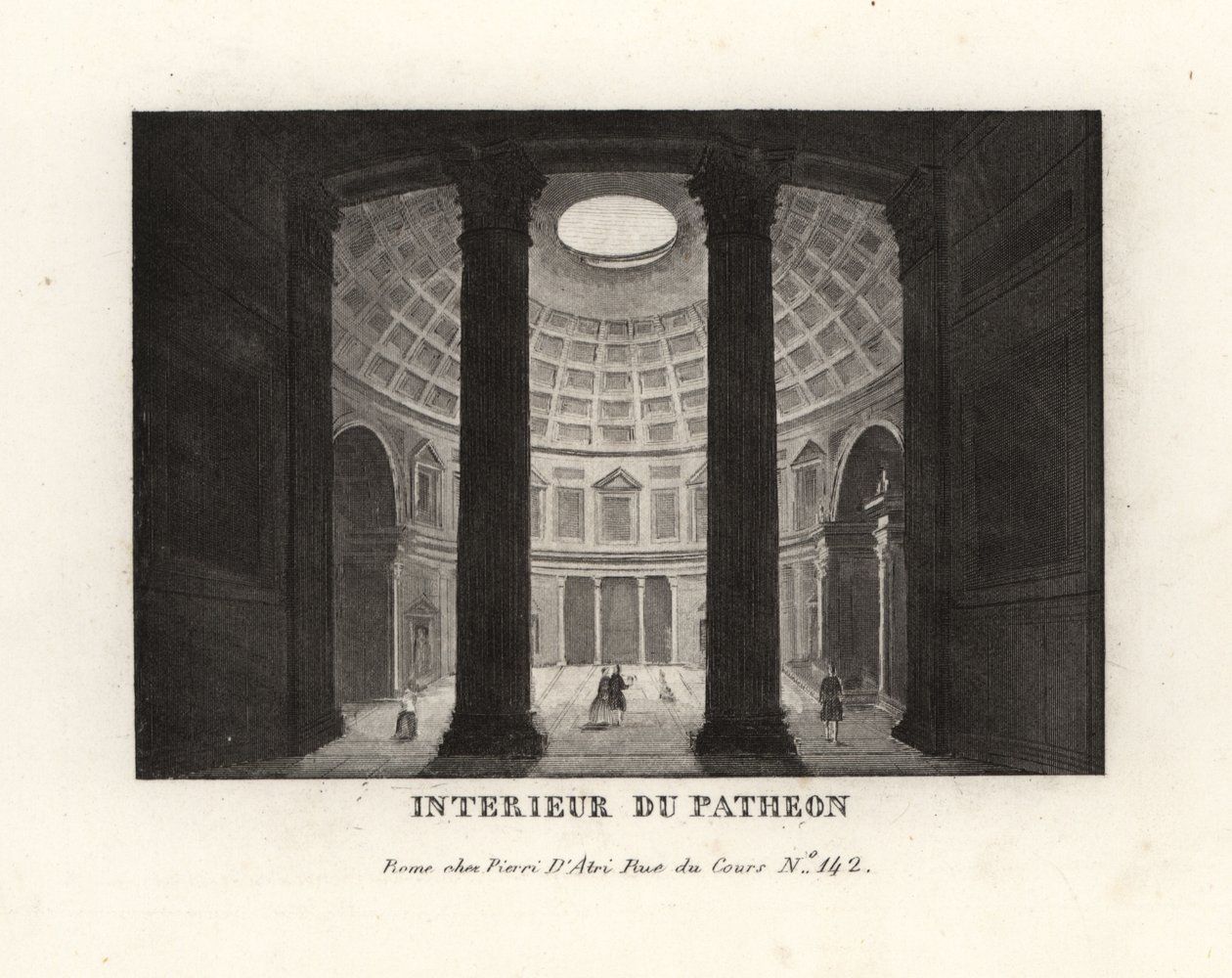 Interiør av Pantheon som viser kuppelen og oculusen, Roma av Unbekannt