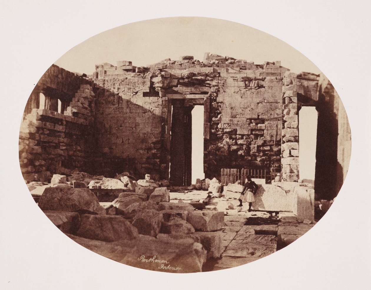 Interiøret i Parthenon, Athen, ca 1849 av Unbekannt