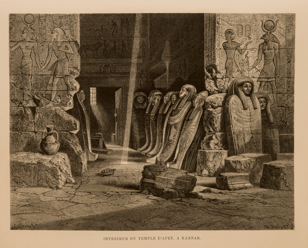 Innvendig utsikt over Apet Temple i Karnak, Egypt Illustrasjon fra Atlas of Egypt av Unbekannt