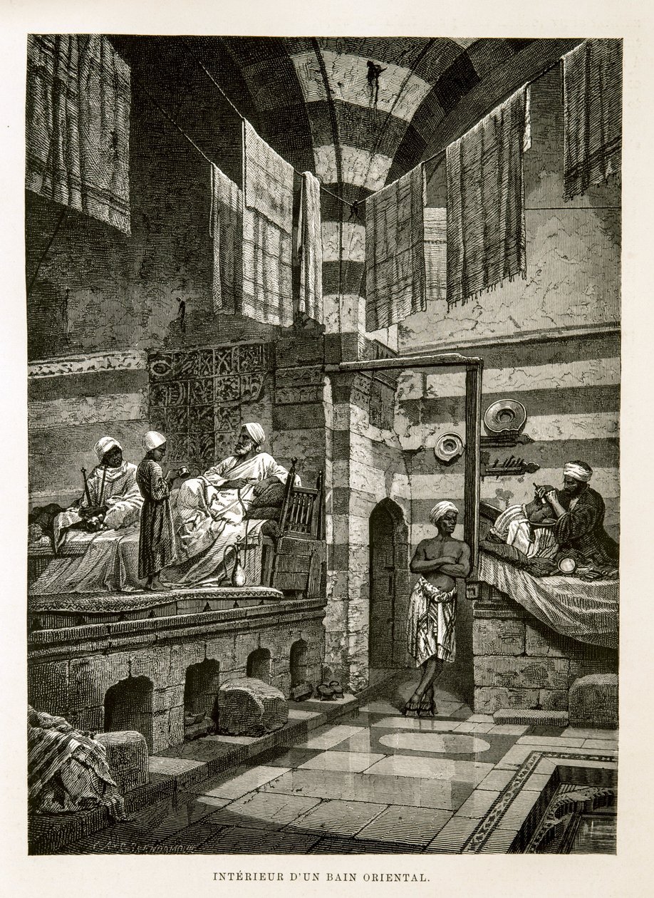 Innvendig visning av et orientalsk bad Illustrasjon fra Atlas of Egypt av Unknown