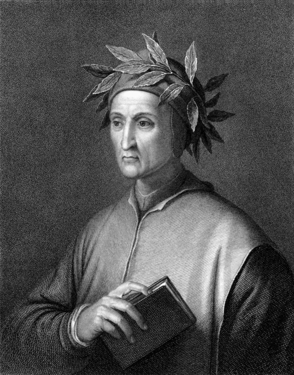 Den italienske poeten Dante Alighieri (s/hvitt-bilde) av Unbekannt