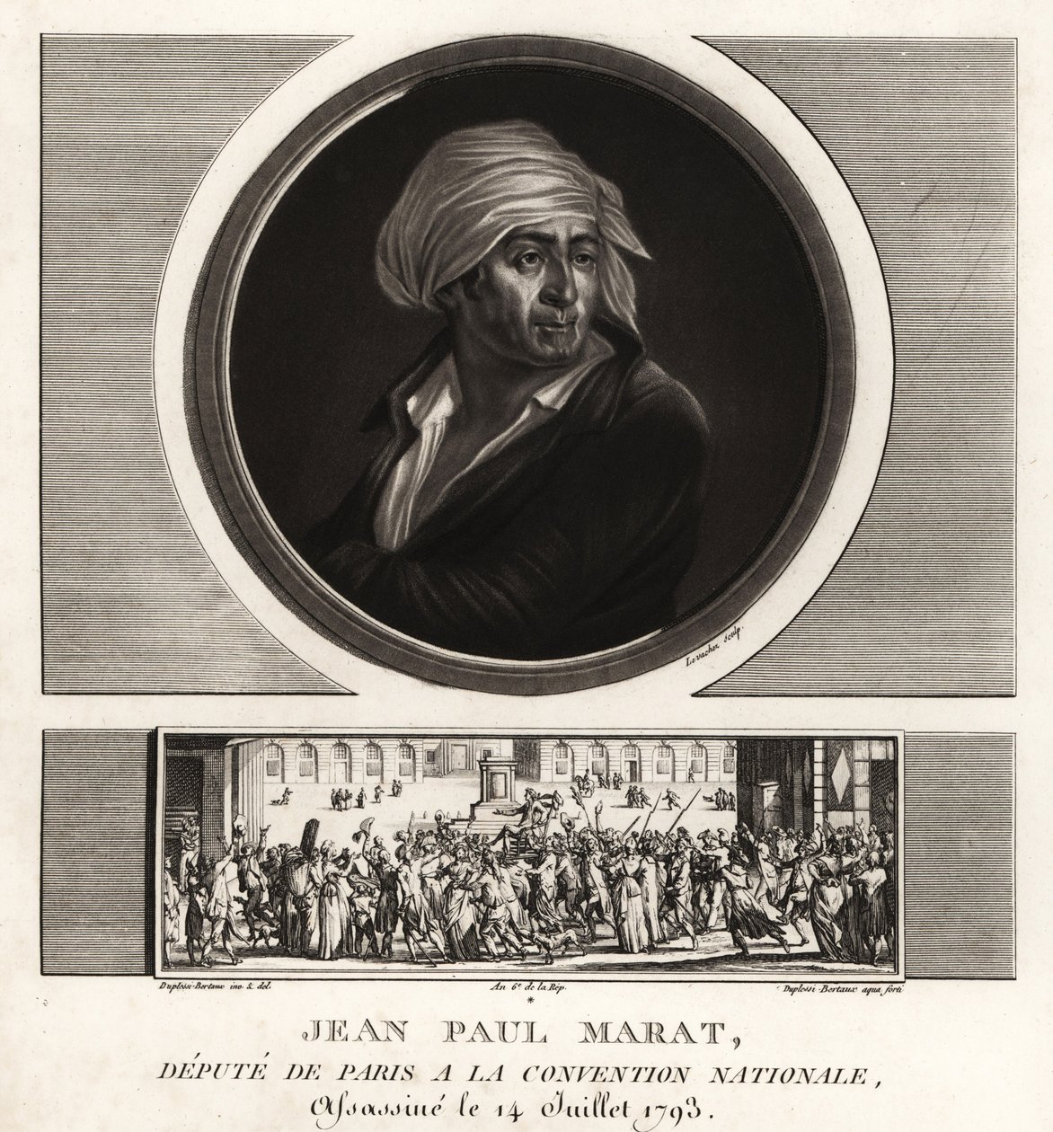 Jean Paul Marat, stedfortreder for Paris i nasjonalkonvensjonen, myrdet i 1793 av Unbekannt
