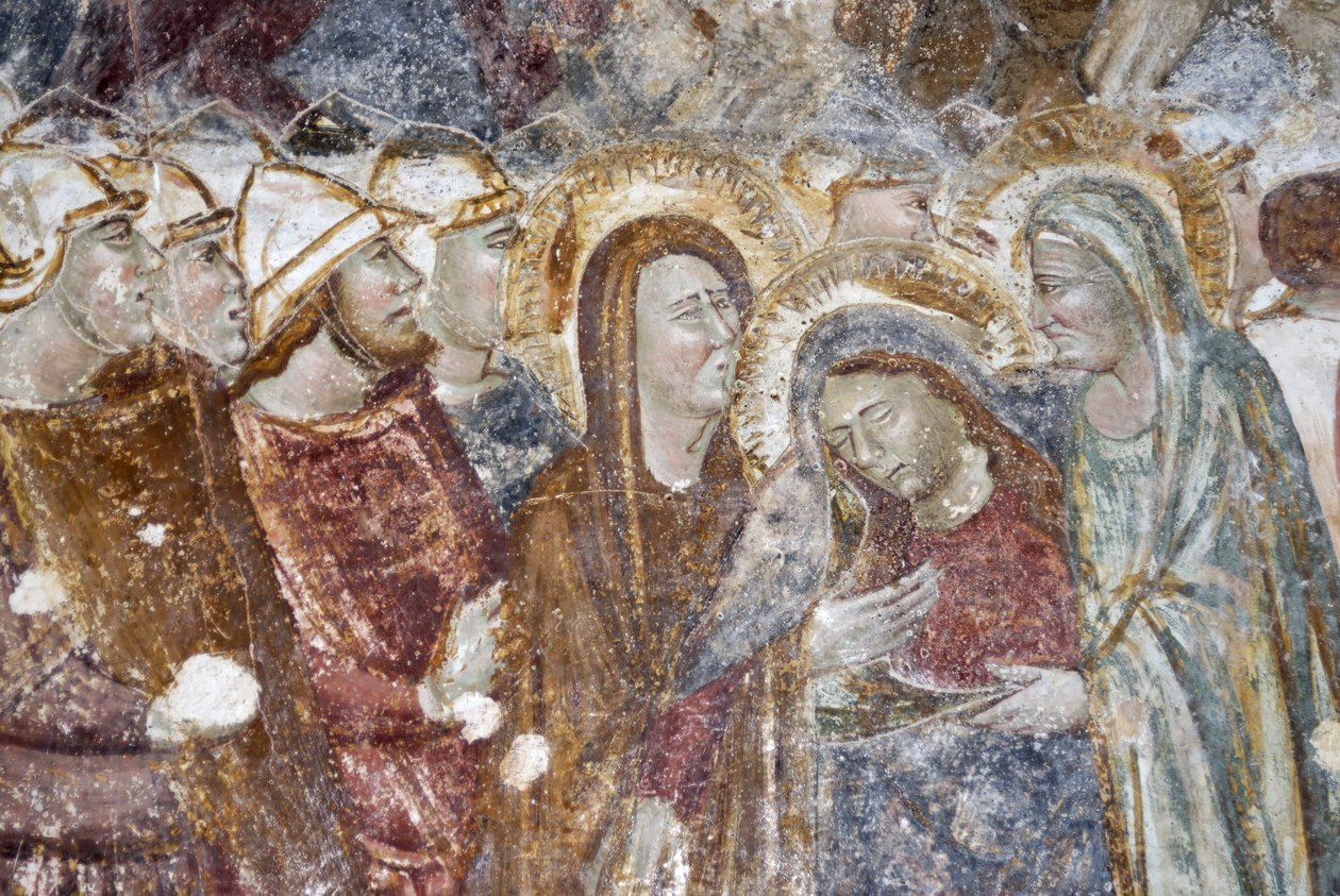 Jesus Kristus møter kvinner i tårer. Maleri (fresco) av Cathedrale Sant