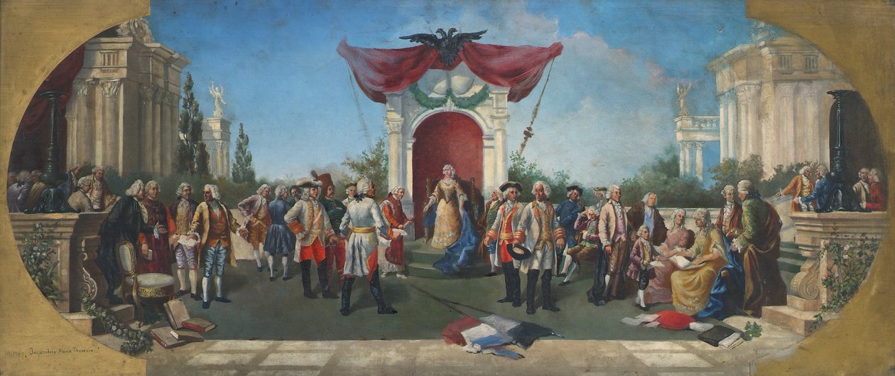 Keiserinne Maria Theresa omgitt av sine paladiner av Unbekannter Künstler