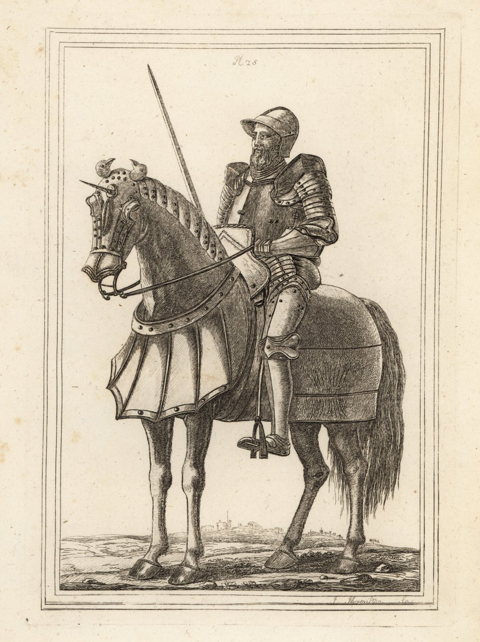 Kong Edward III avbildet som en væpnet ridder på hesteryggen fra våpenhuset ved Tower of London av Unbekannt