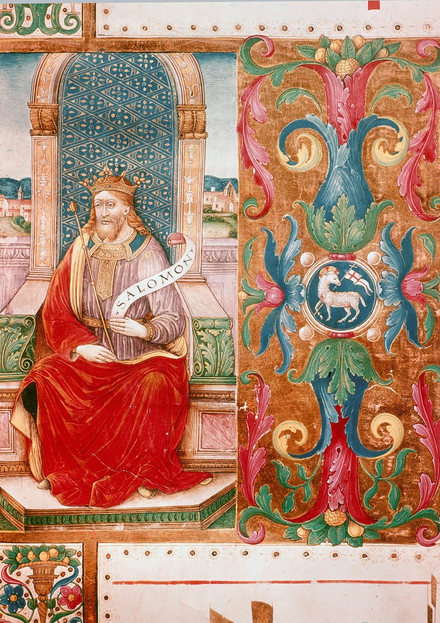 Kong Salomo på tronen opplyst lettrine fra manuskriptet Ms. KC 43, Firenze, Museo del 'Opera del Duomo av Unbekannter Künstler