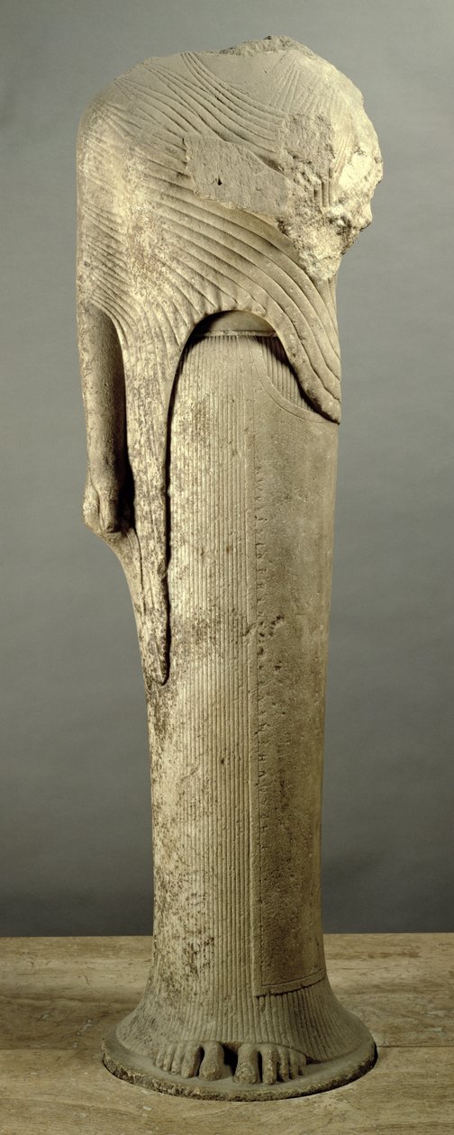 Kore-figur dedikert av Cheramyes, fra helligdommen i Hera, Samos, ca. 570 f.Kr. (marmor) av Unbekannt