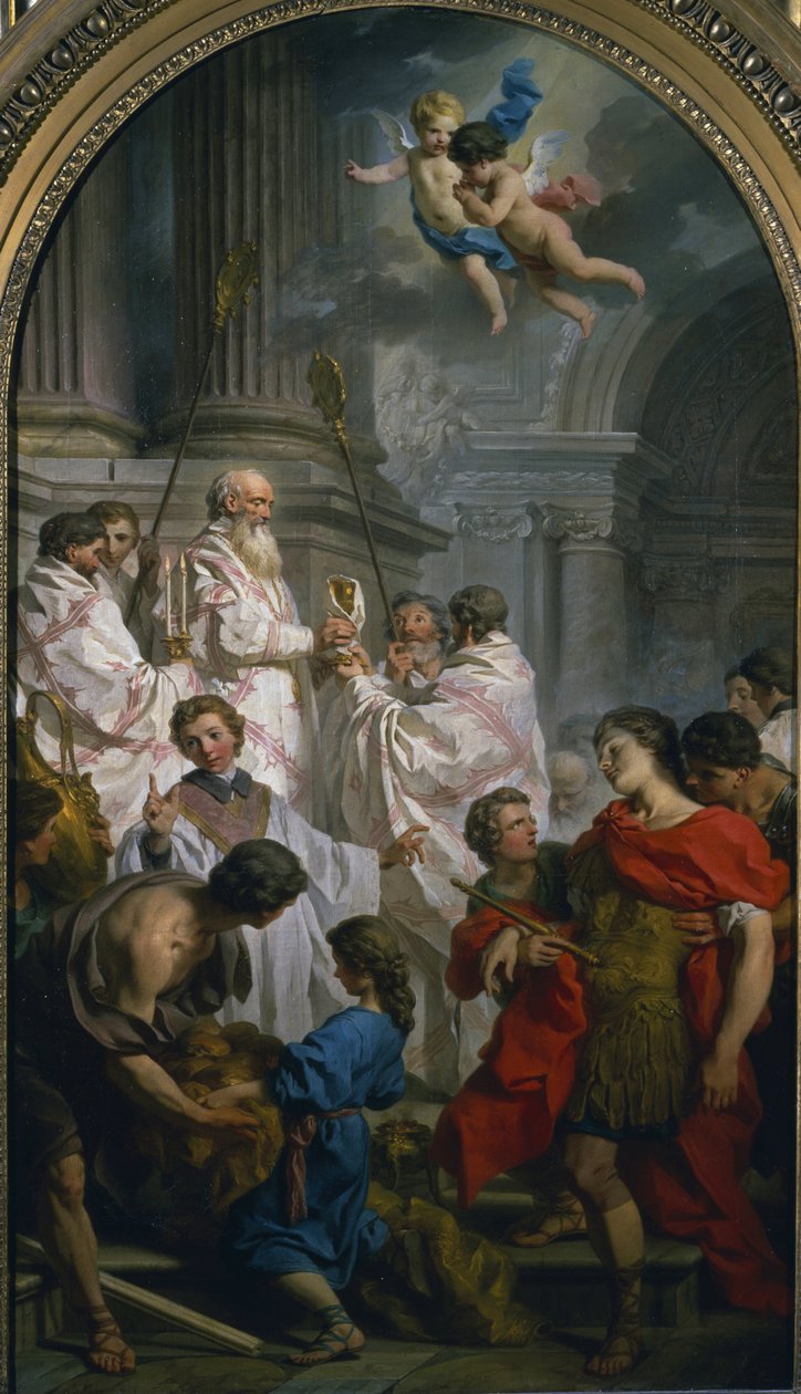 "Messen av den greske ritualen til Saint Basil of Cesarea eller Basil den store (330-379), og besvimelse av den bysantinske keiseren Valens, beskytter av det ariske kjetteriet" Saint Basil of Cesarea forsvarer nikeneerne i motsetning til arianern av Alec Hunter