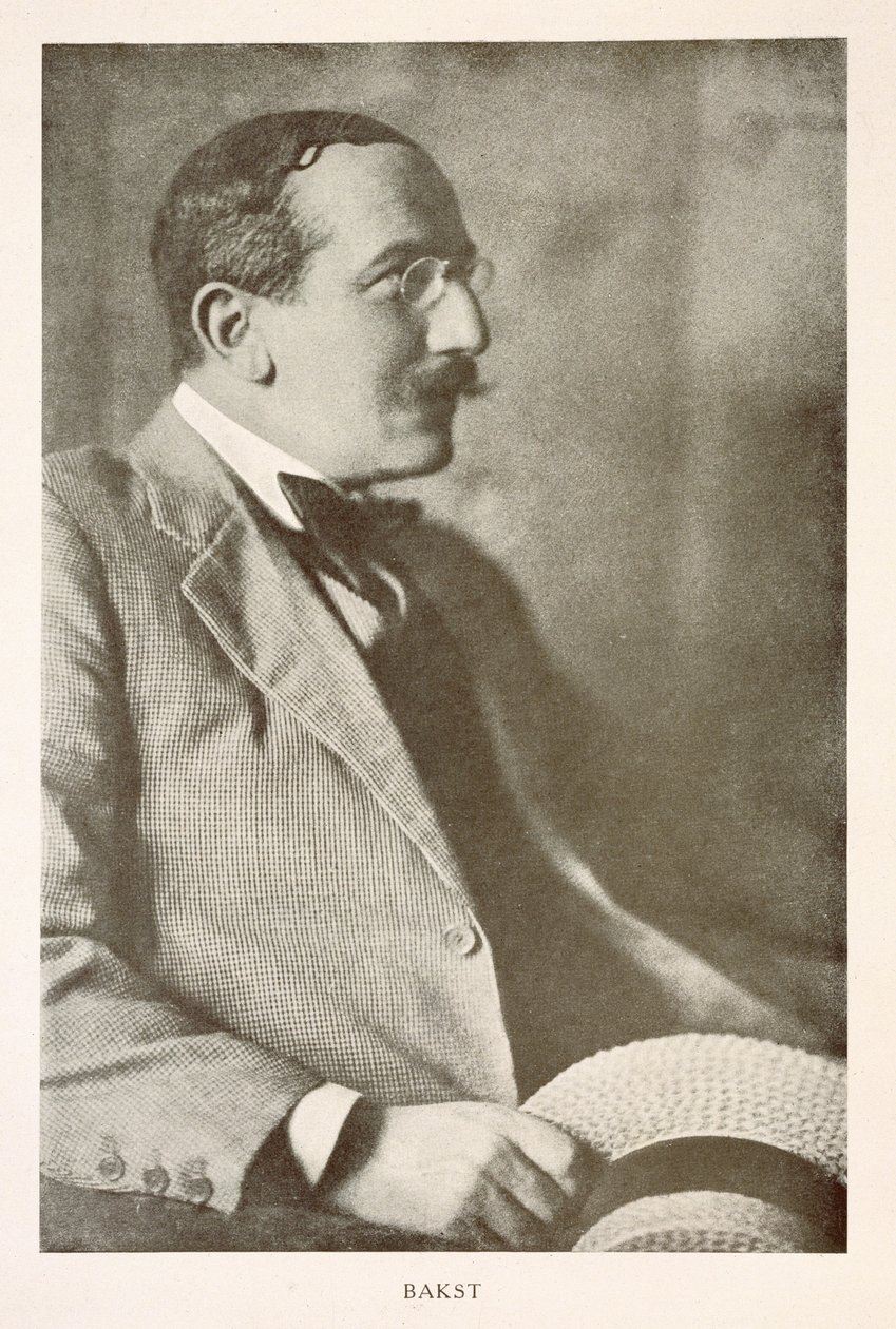 Leon Bakst (1866-1924), russisk maler, portrettfotografi (s/hvitt foto) av Unbekannt