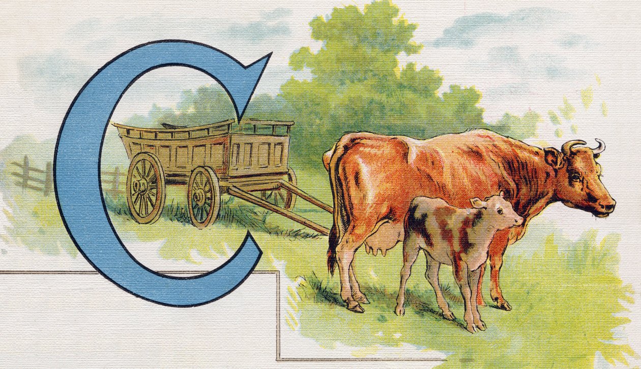 Bokstav C: Vogn. Gravering i "ABC L