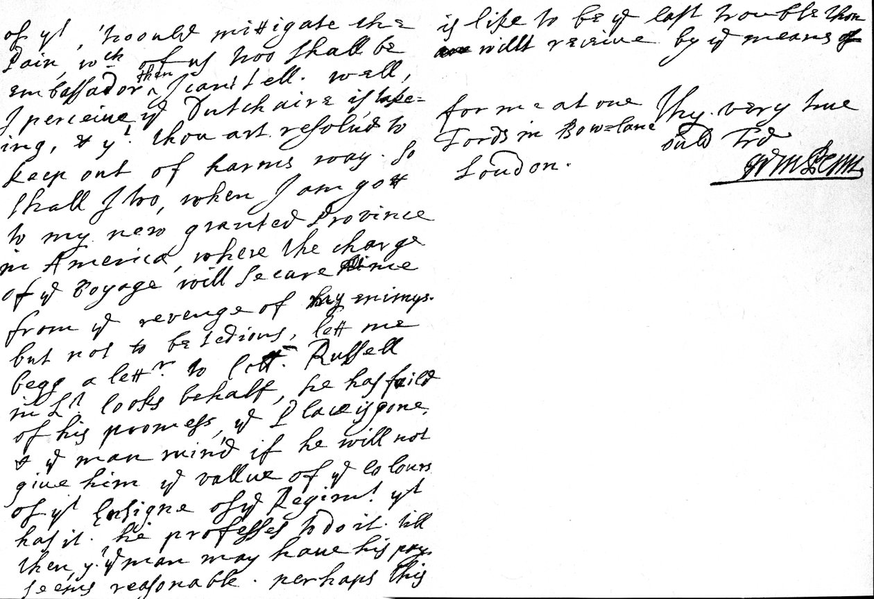 Brev fra William Penn til Henry Sidney om foranderlighet og korrupsjon av verden og monarker og nevner hans "nye gitte provins i Amerika", 29. mars av Unbekannt