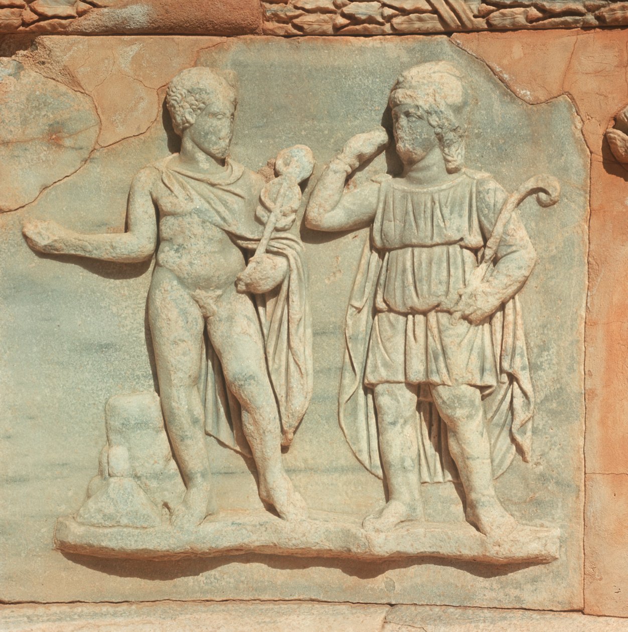 Libya, Historisk Tripolitania, Ancient Sabratha, Teater, Detalj av lettelse av William M. Timlin