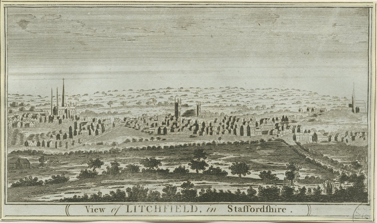 Lichfield - South West View: gravering, nd [c 1780-85] av Unbekannt