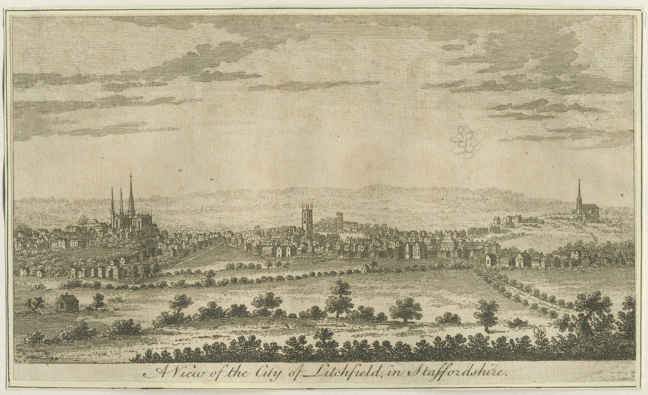 Lichfield - South West View: etsning og [slutten av 1700-tallet] av Unbekannt