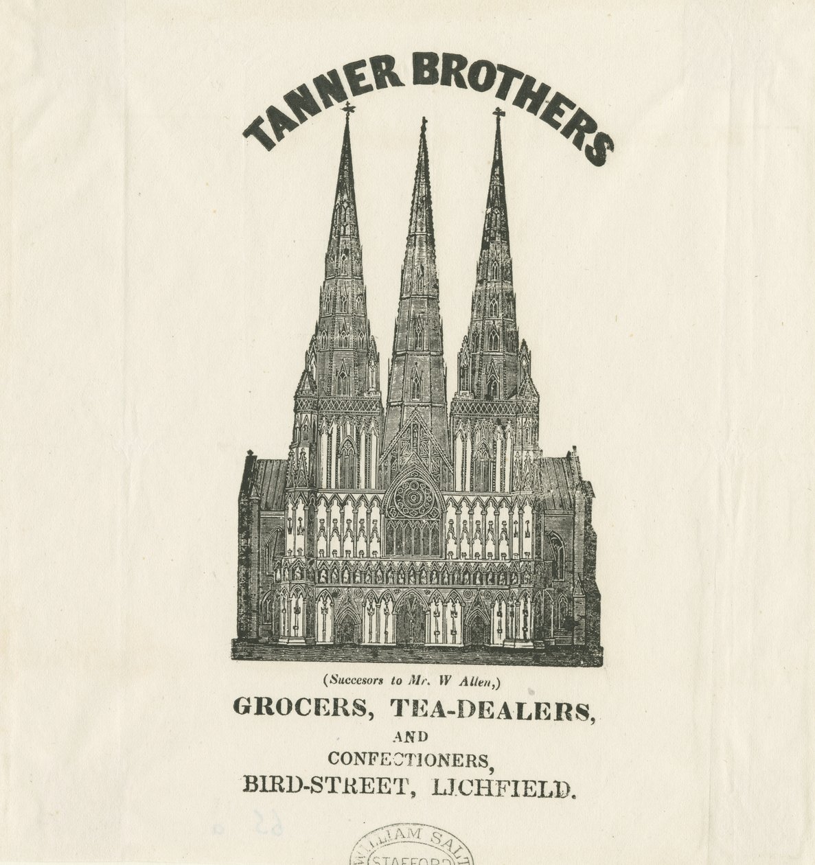 Lichfield Cathedral - West Front: trykk, og [? 1800-tallet] av Unbekannt