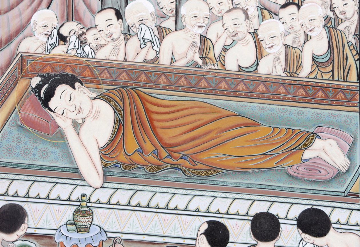 Life of Buddha After 45 years of teaching the Dharma, the Buddha passed into Parinirvana, Seoul, Coree du Sud   1074130   no       Norwegisch  Original: Translat: av Unbekannt
