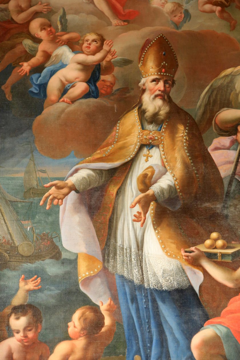 Livet til Saint Nicolas, biskop av Myra. St. Nicolas de Veroce kirke, Saint-Nicolas de Veroce, Frankrike av Unbekannt